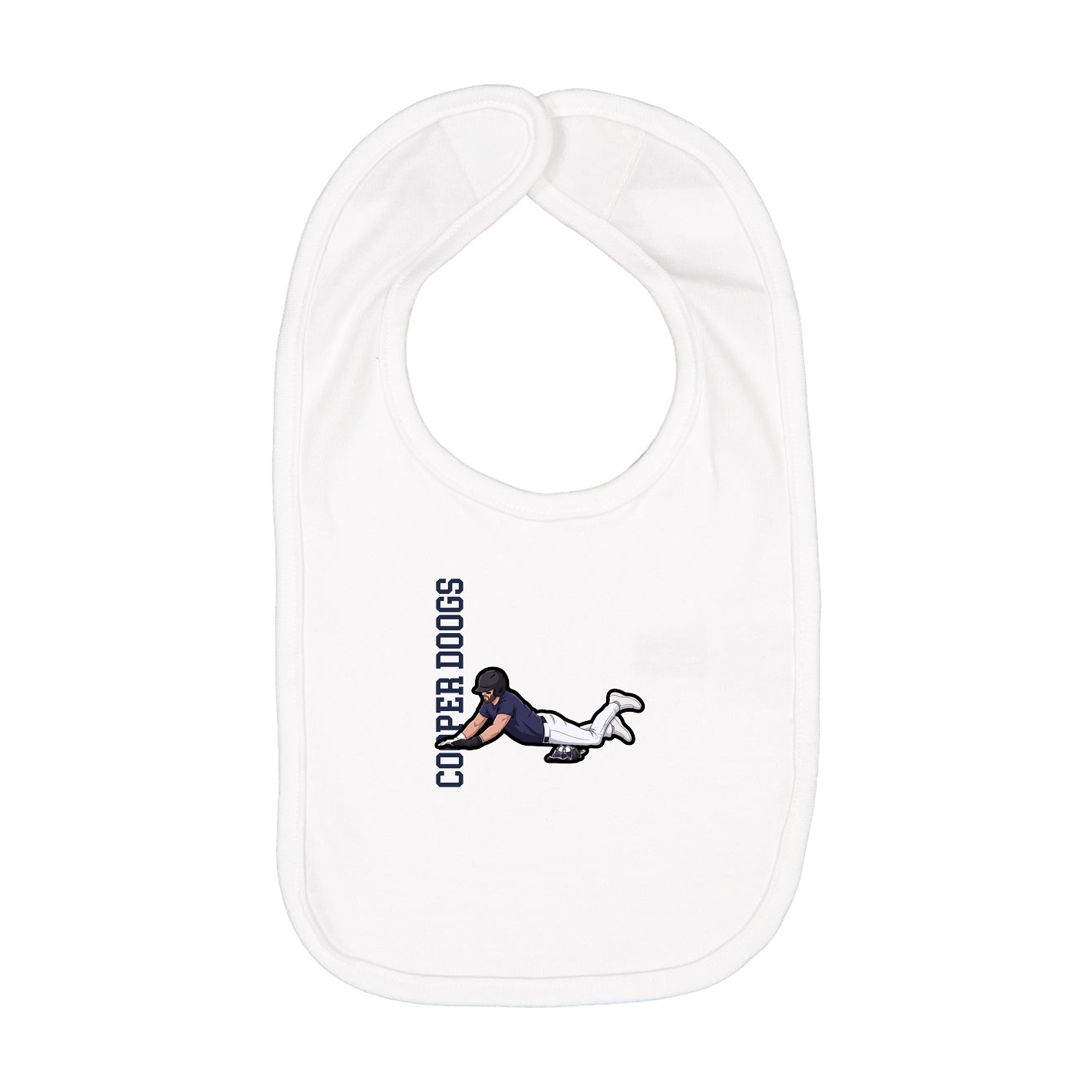 Infant Bib — Name Vertical in White