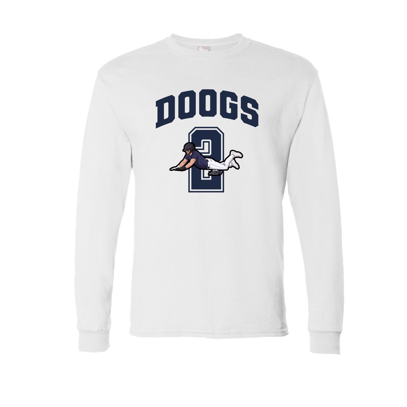 Long Sleeve Tee — Number in White