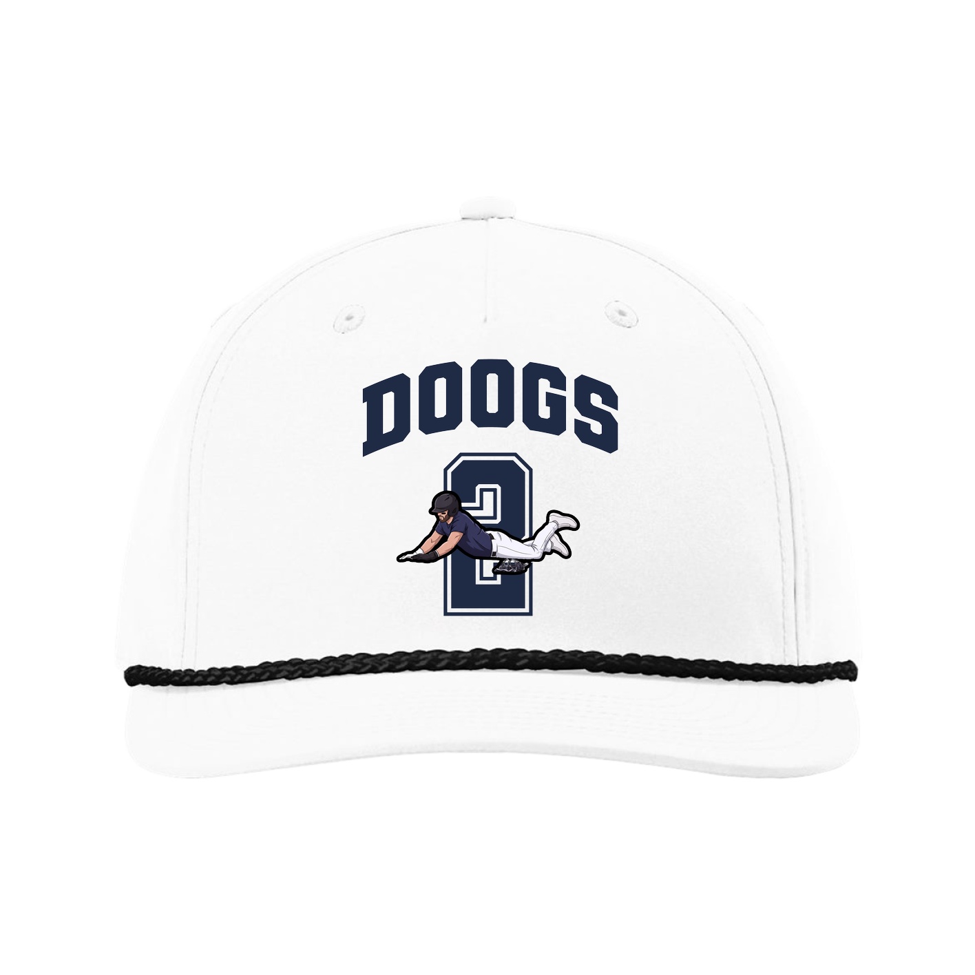 Five-Panel Classic Rope Cap — Number in White