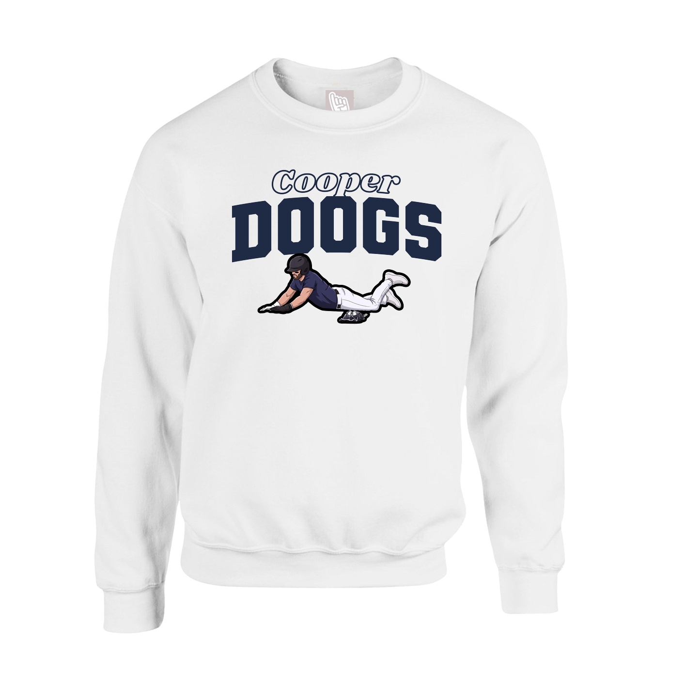 Fleece Crew — Name Arch in White