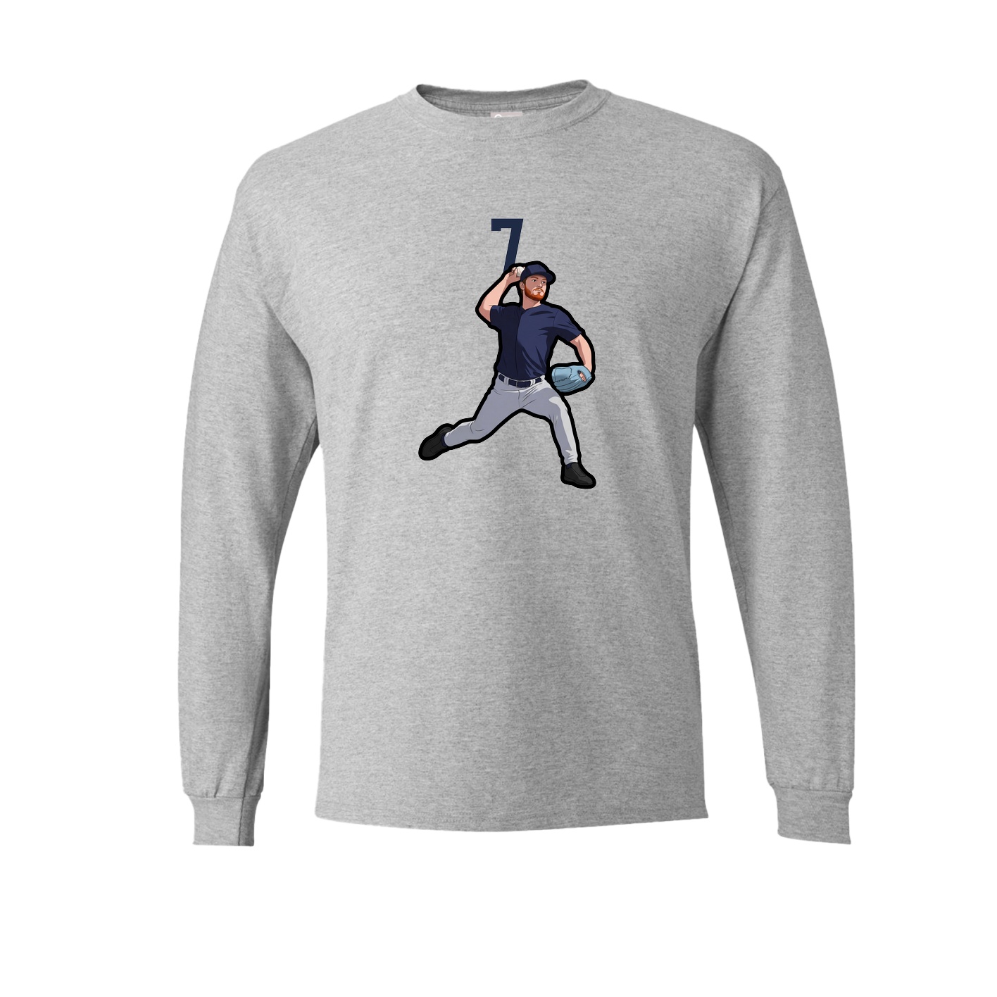 Long Sleeve Tee — Number Top in Grey