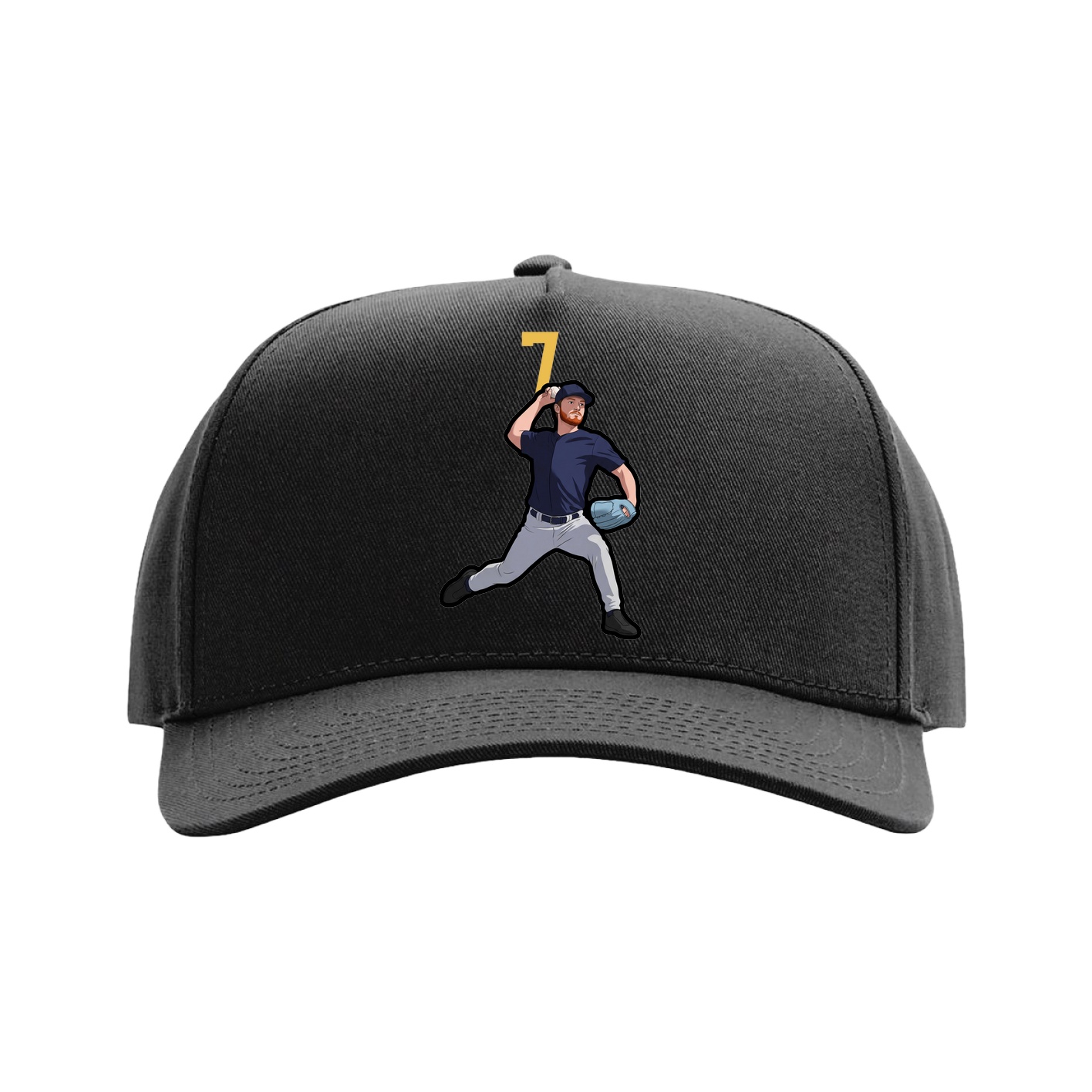 Full Fabric Five-Panel Champ Cap — Number Top in Black