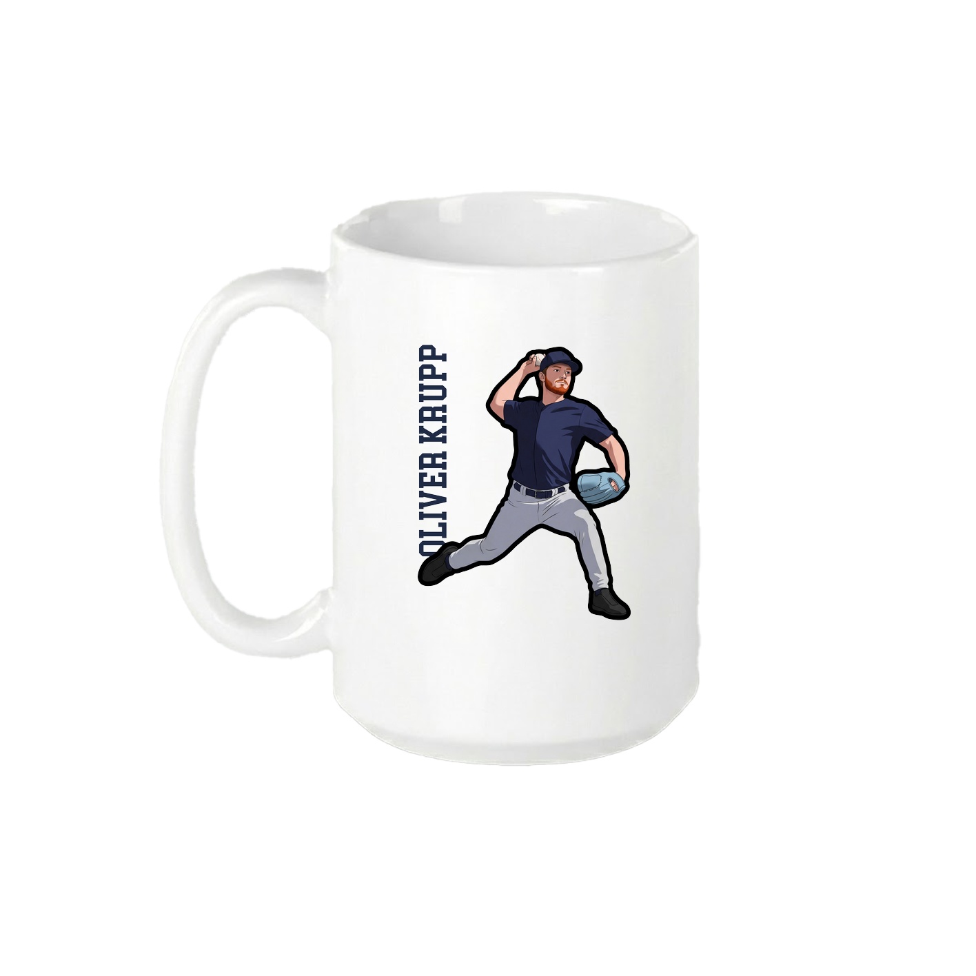 15oz Coffee Mug — Name Vertical in White