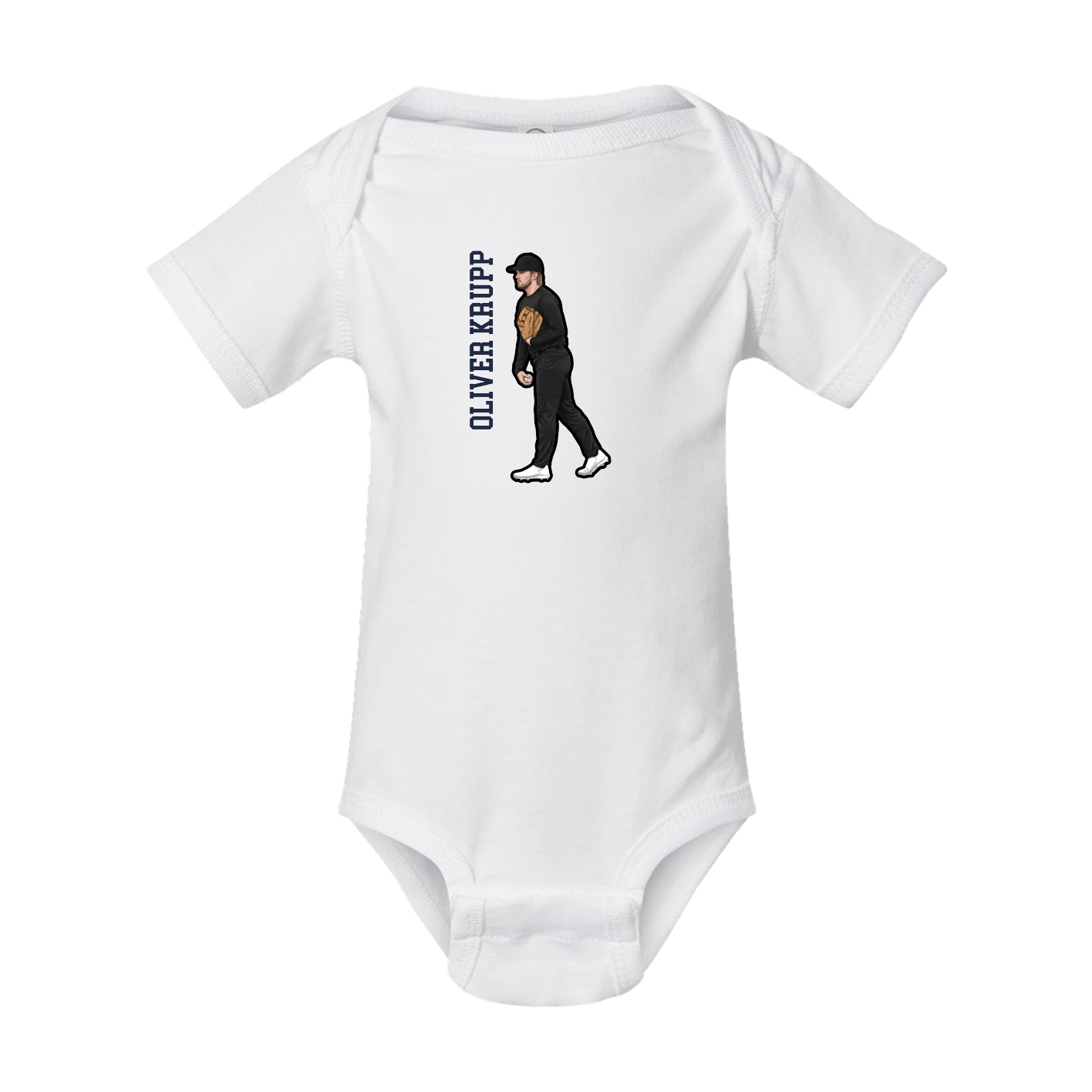 Baby Onesie — Name Vertical in White