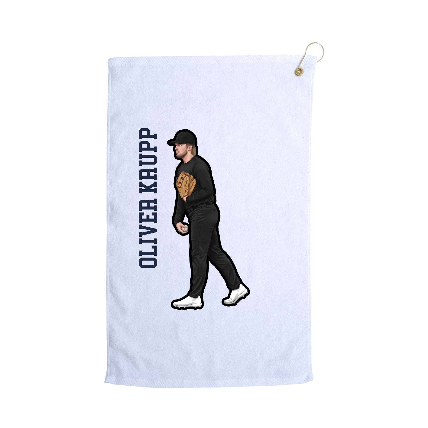 Golf Towel — Name Vertical in White