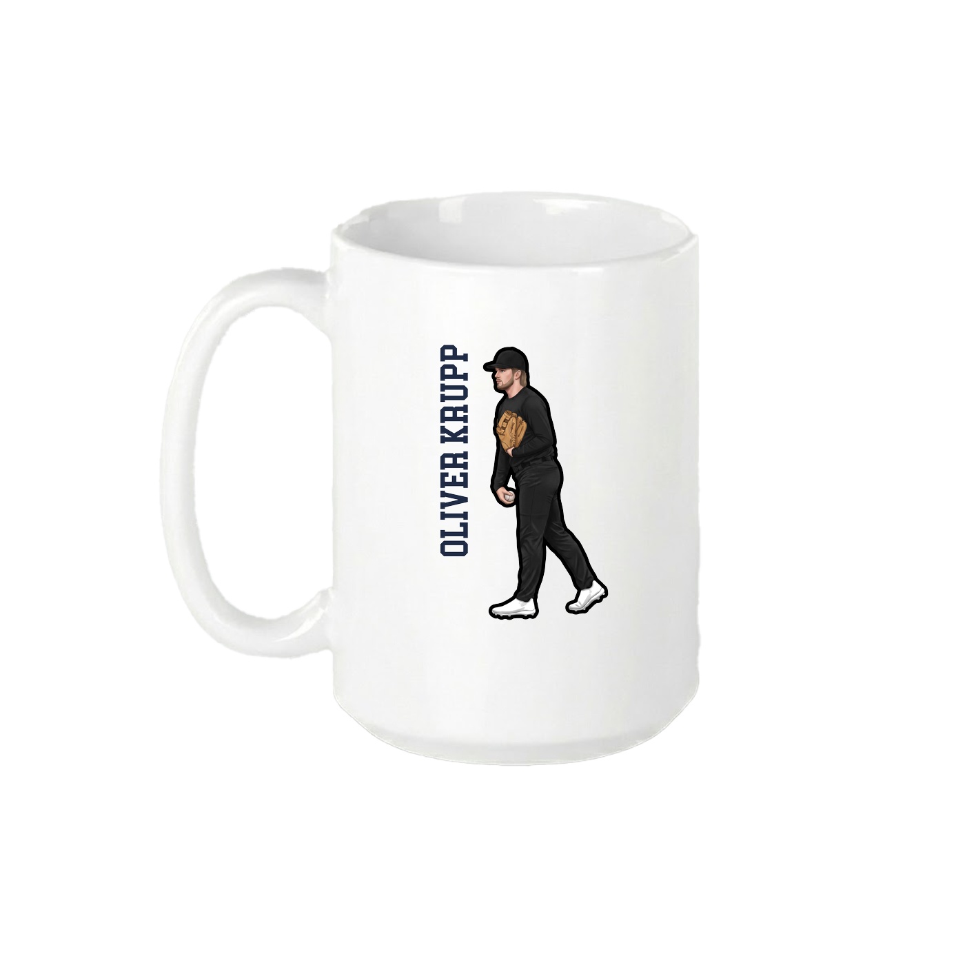 15oz Coffee Mug — Name Vertical in White