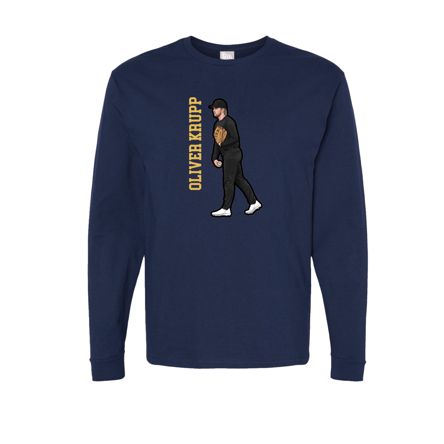 Long Sleeve Tee — Name Vertical in Navy