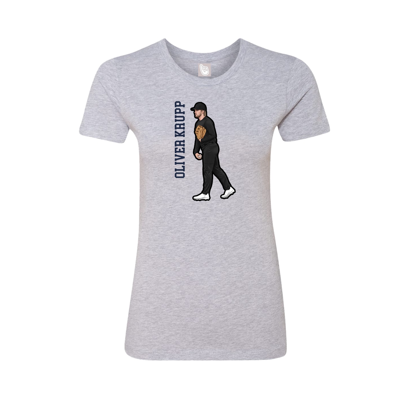 Fitted Women's Tee — Name Vertical in Grey