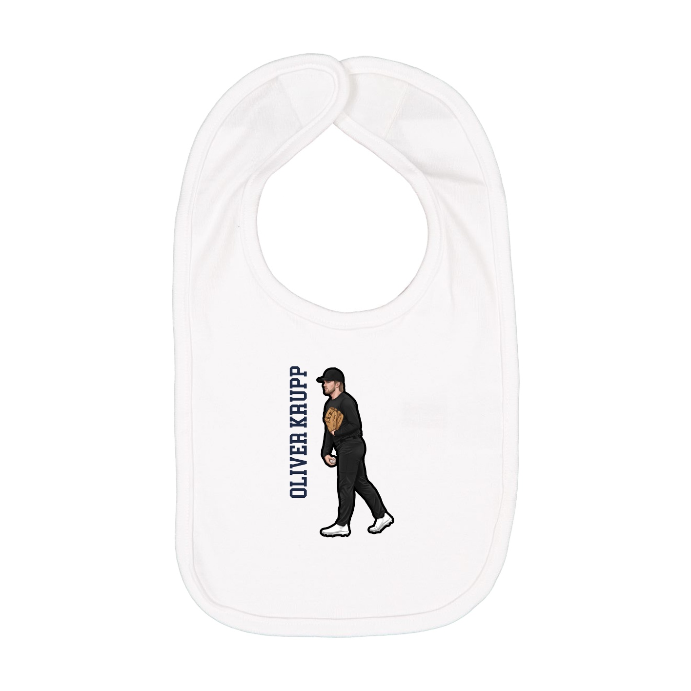 Infant Bib — Name Vertical in White