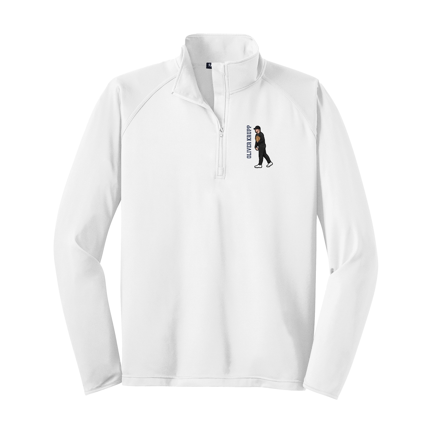Q-Zip Pullover — Name Vertical in White