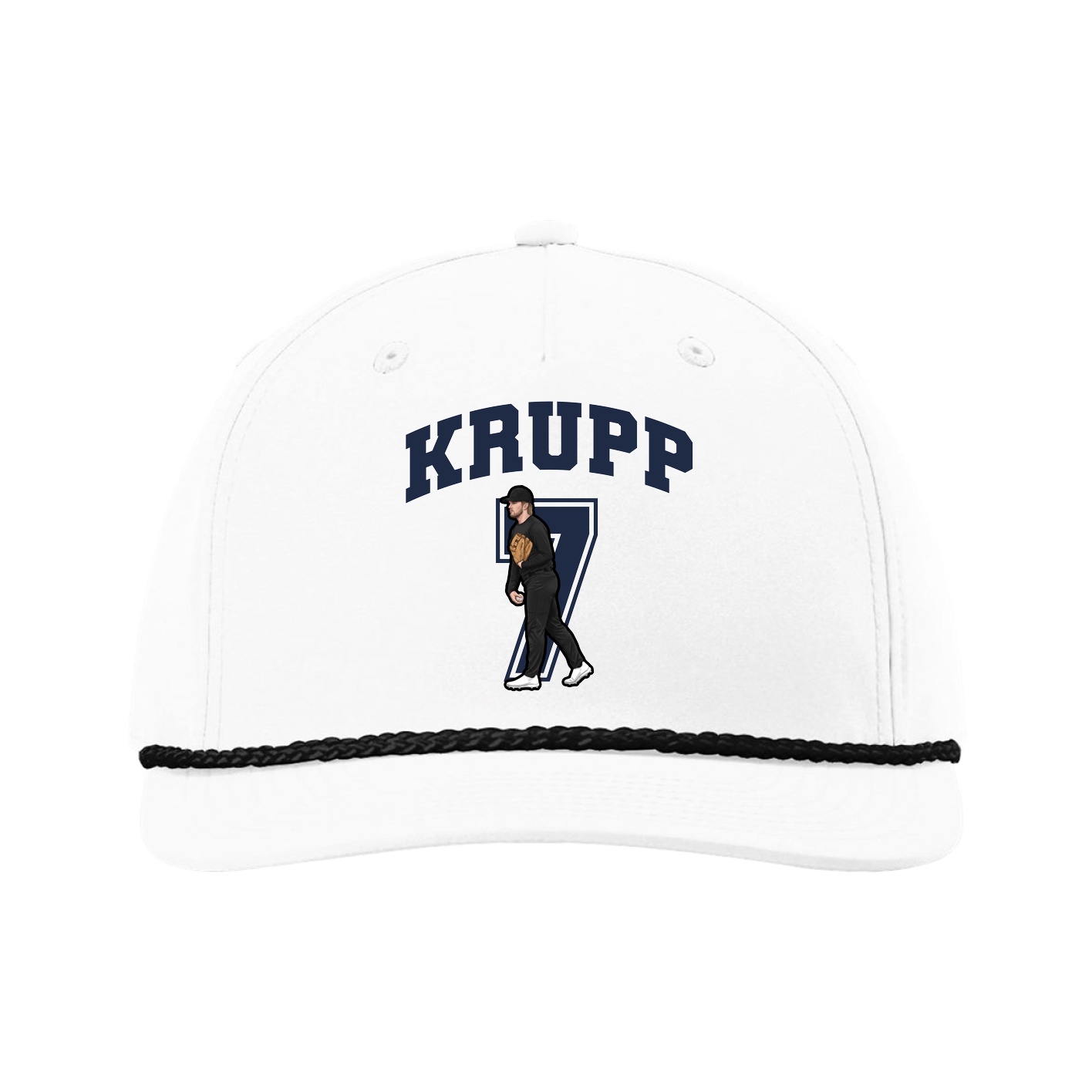 Five-Panel Classic Rope Cap — Number in White
