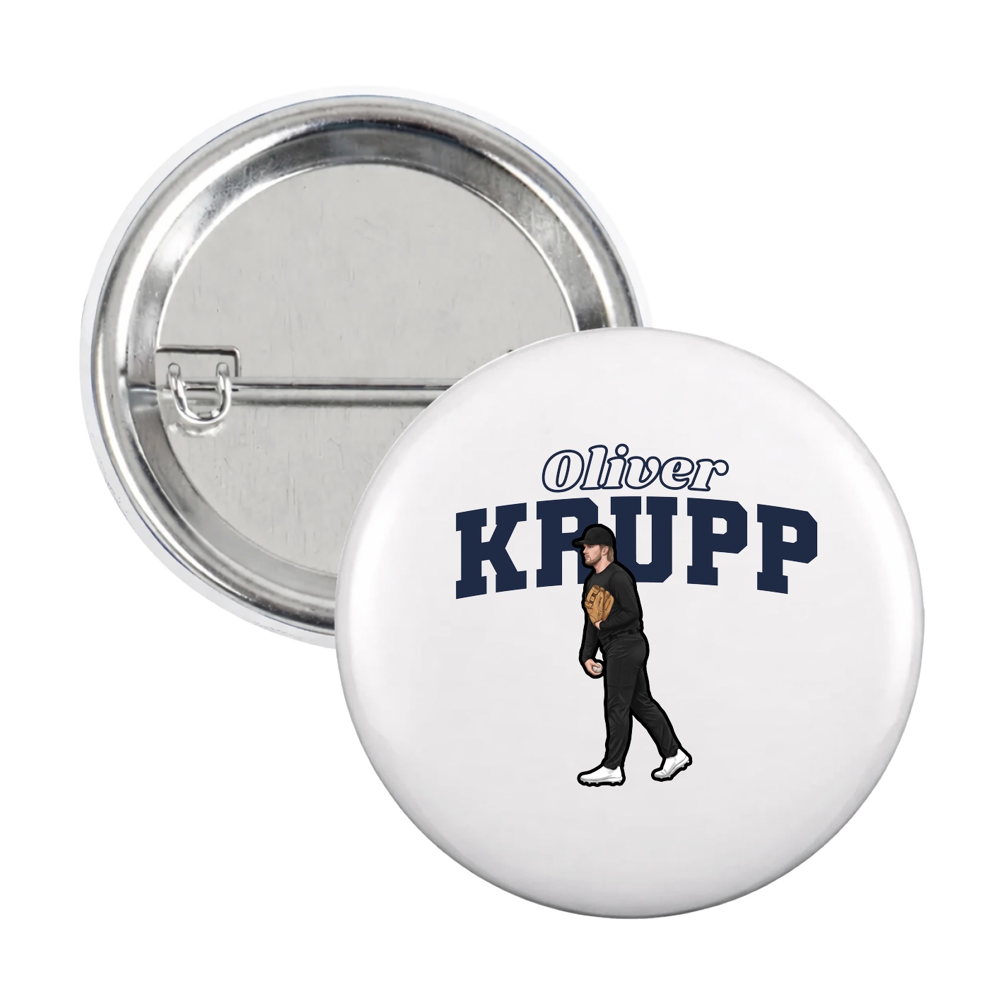 Game Day Button — Name Arch in White