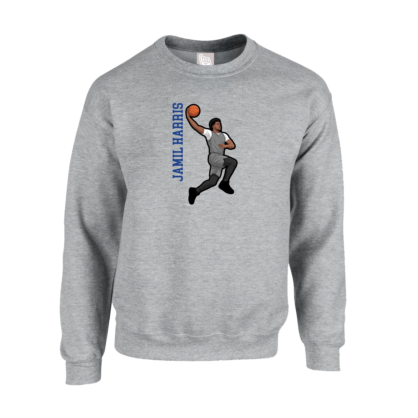 Fleece Crew — Name Vertical in Grey