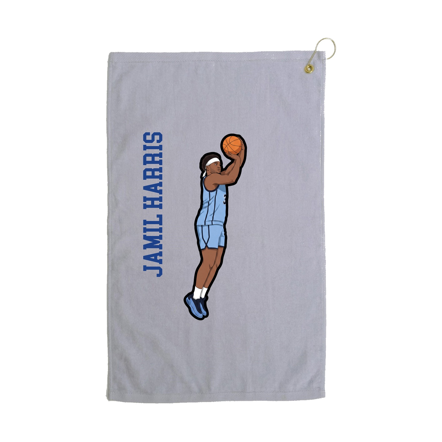 Golf Towel — Name Vertical in Grey