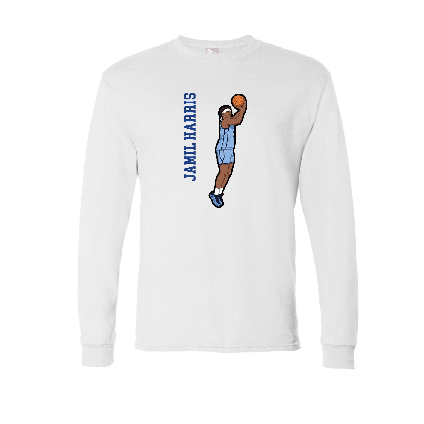 Long Sleeve Tee — Name Vertical in White