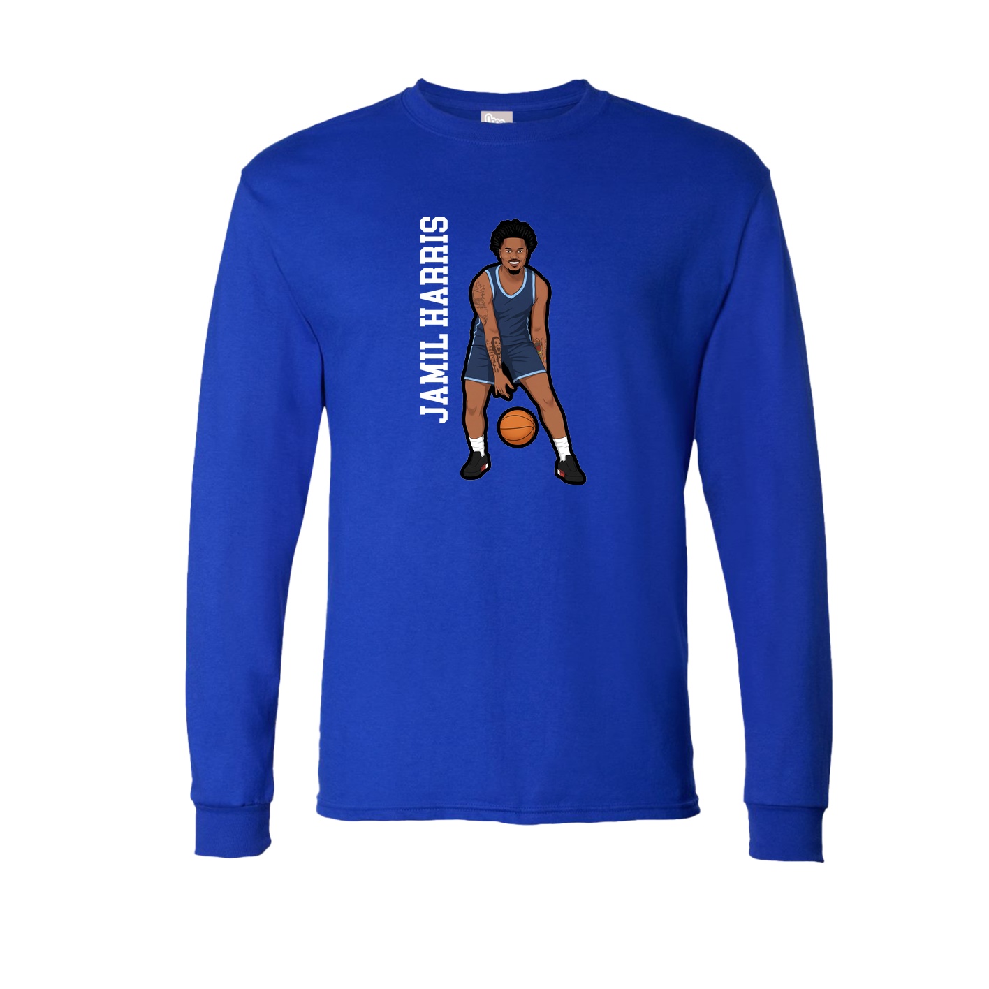 Long Sleeve Tee — Name Vertical in Royal