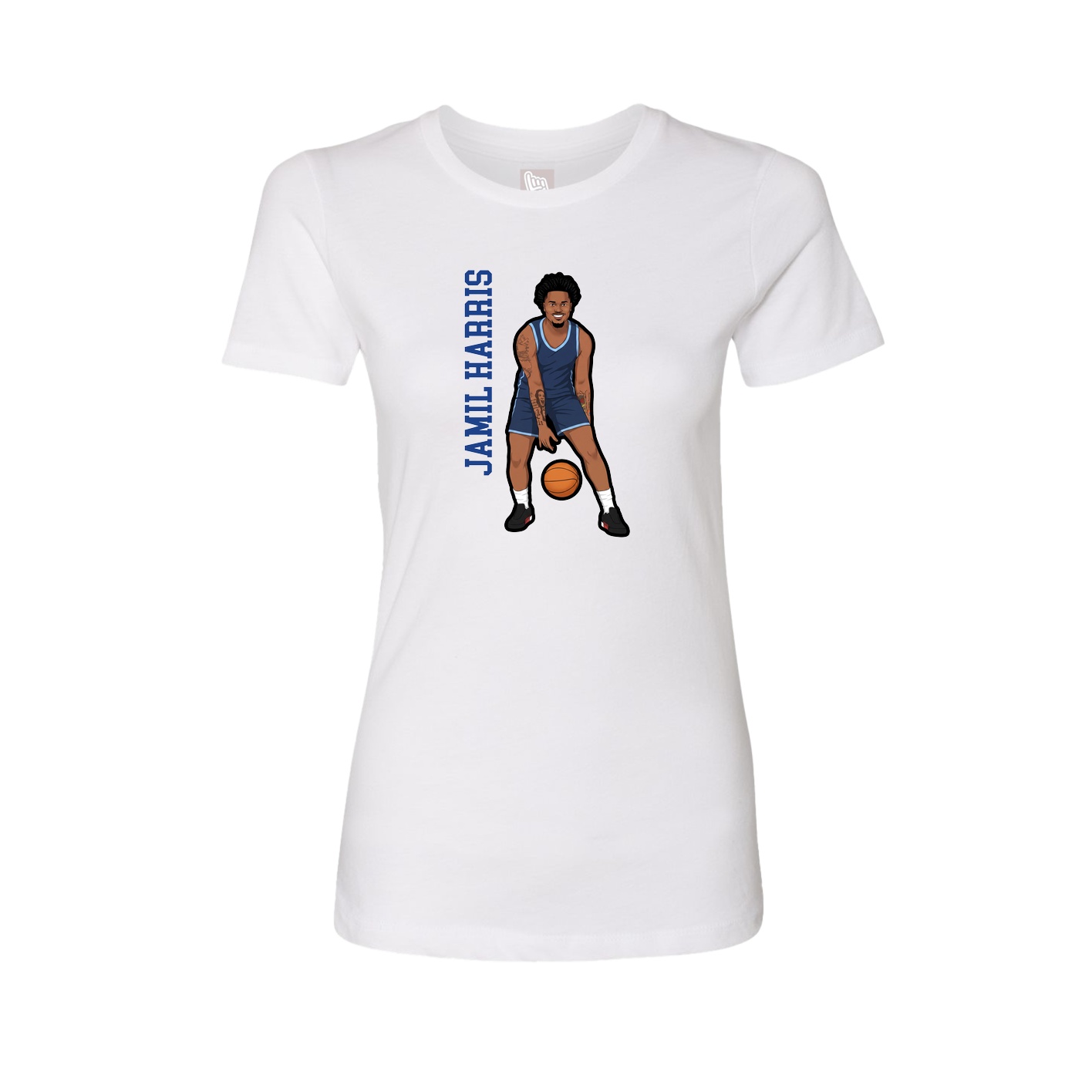 Fitted Women's Tee — Name Vertical in White