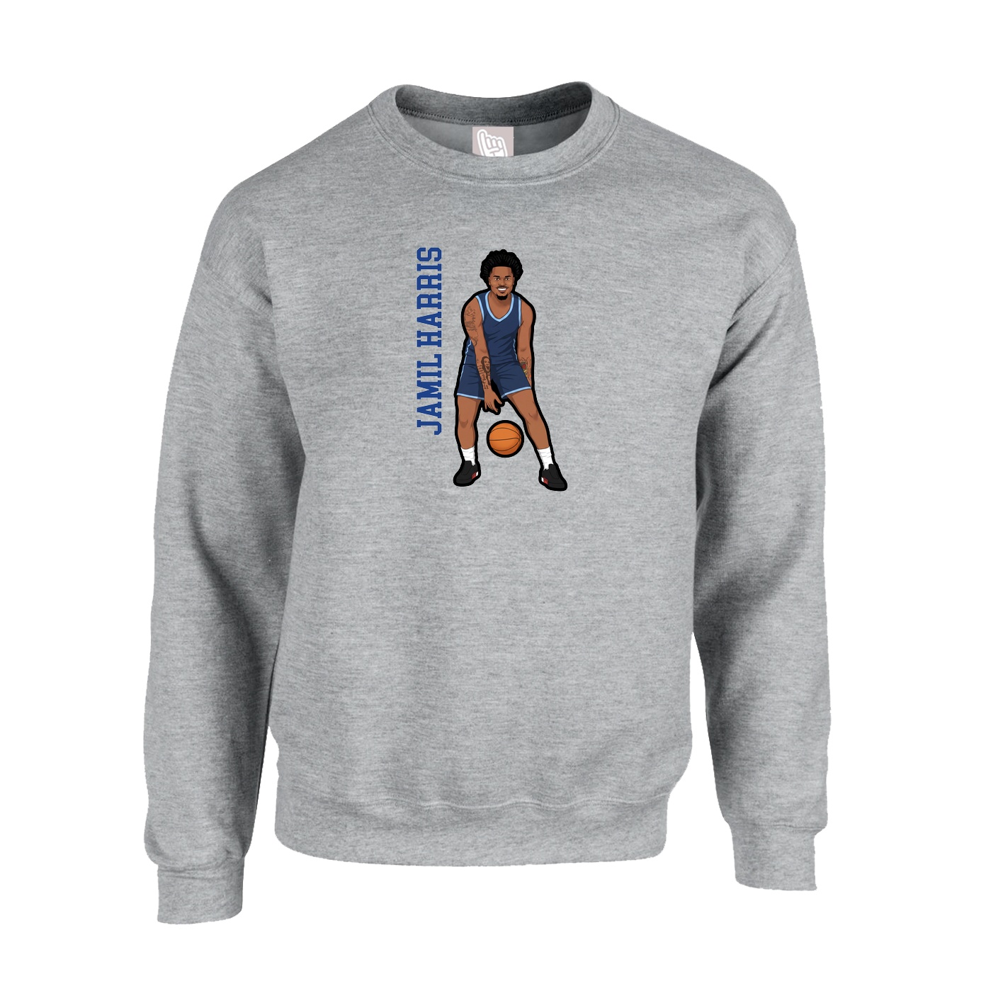 Fleece Crew — Name Vertical in Grey