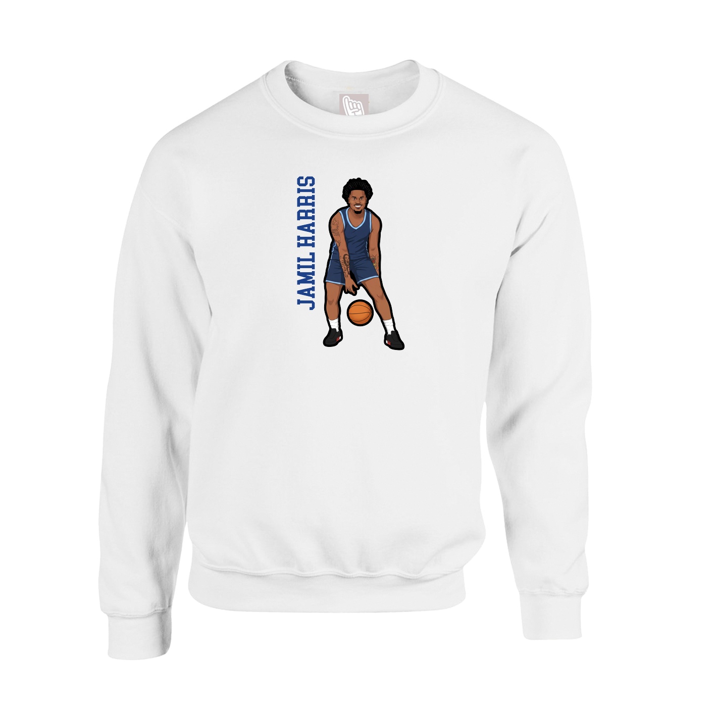 Fleece Crew — Name Vertical in White