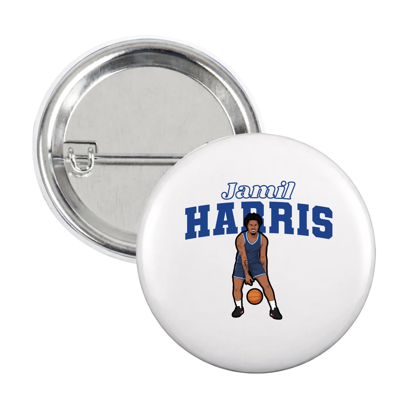 Game Day Button — Name Arch in White