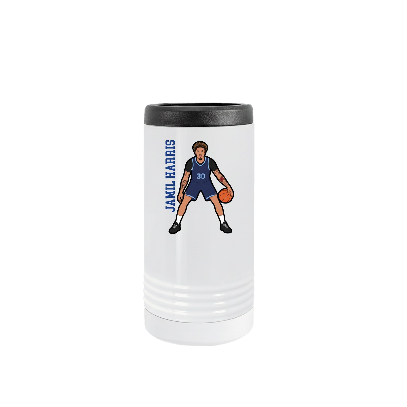 Slim Beverage Holder — Name Vertical in White