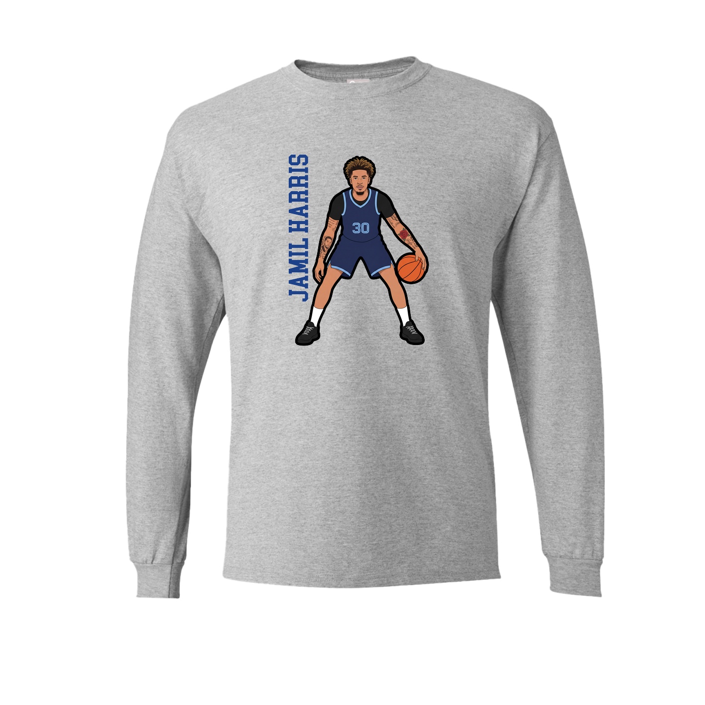 Long Sleeve Tee — Name Vertical in Grey
