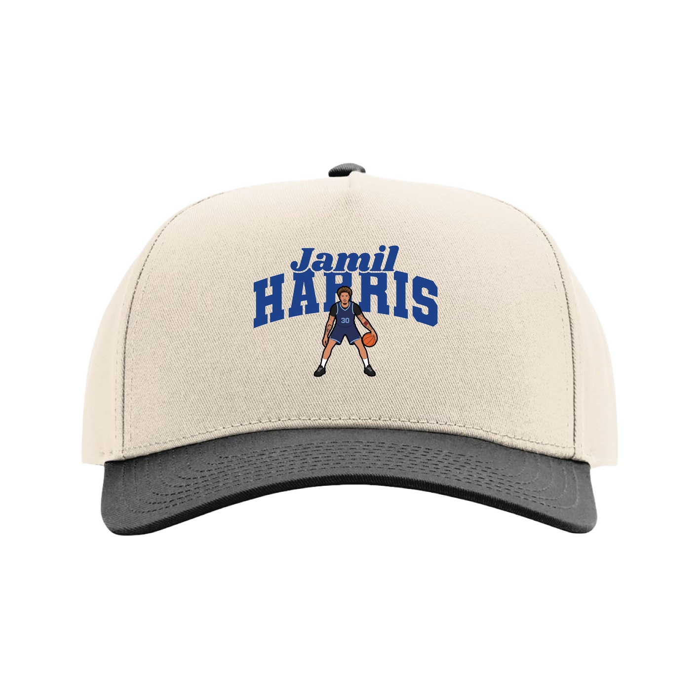 Full Fabric Five-Panel Champ Cap — Signature Arch in Cream/Black