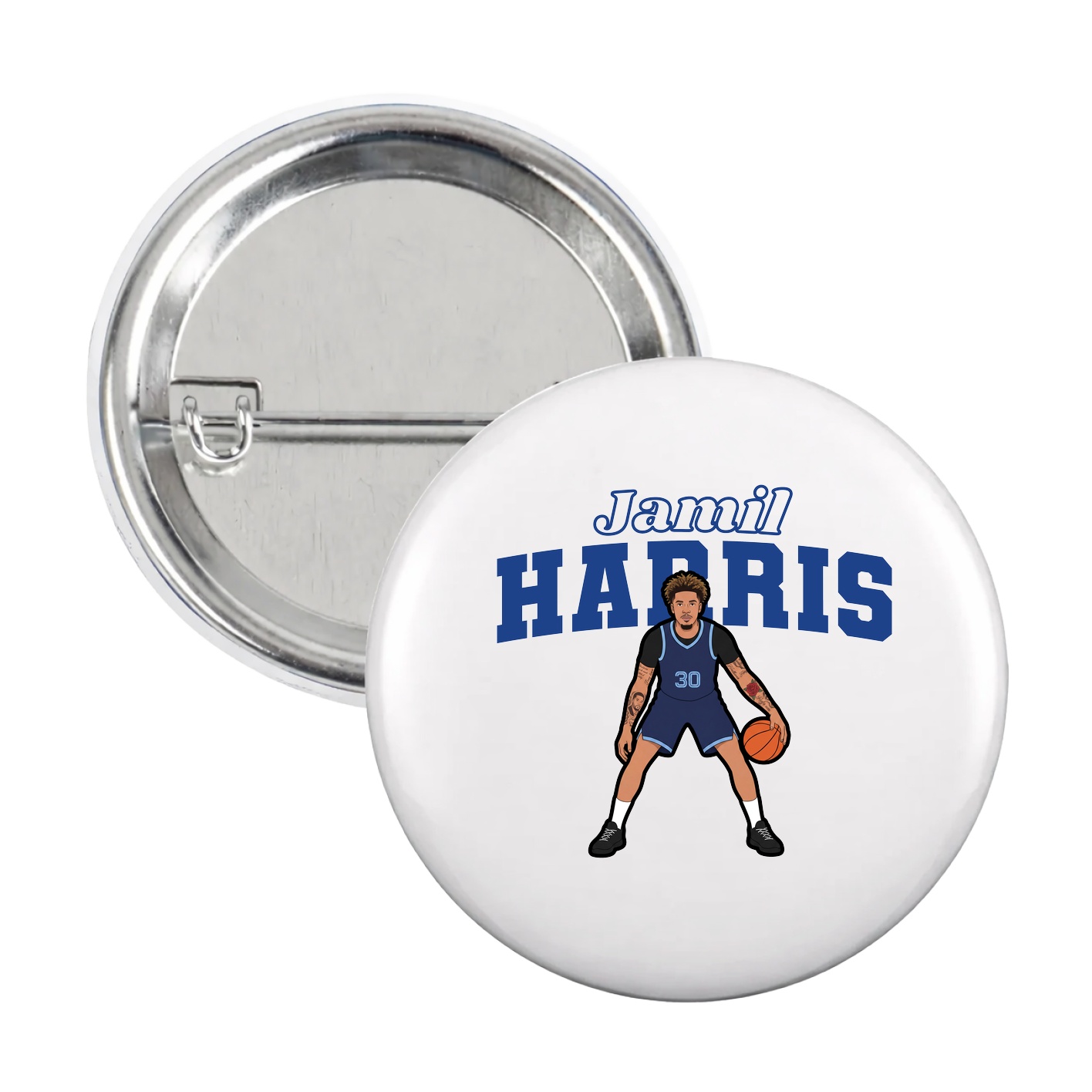 Game Day Button — Name Arch in White
