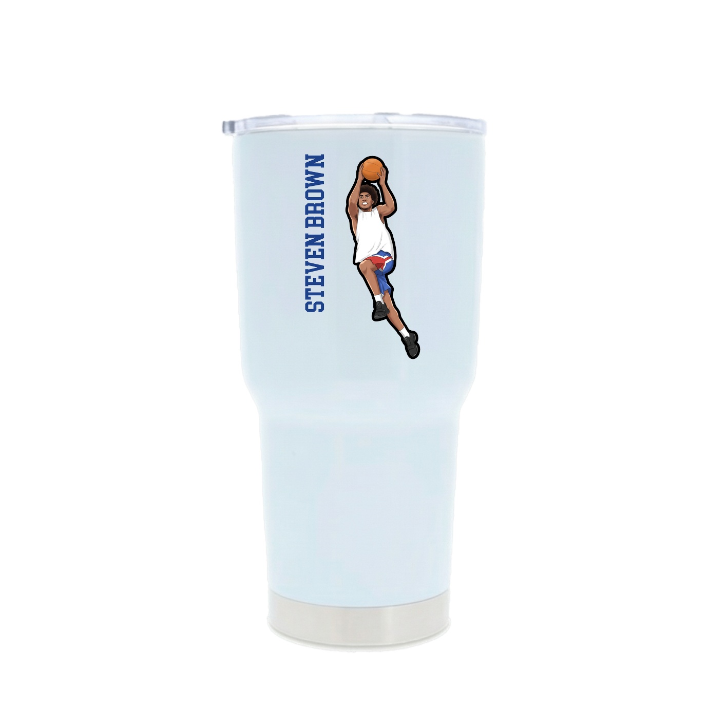 30oz Stainless Steel Tumbler — Name Vertical in White