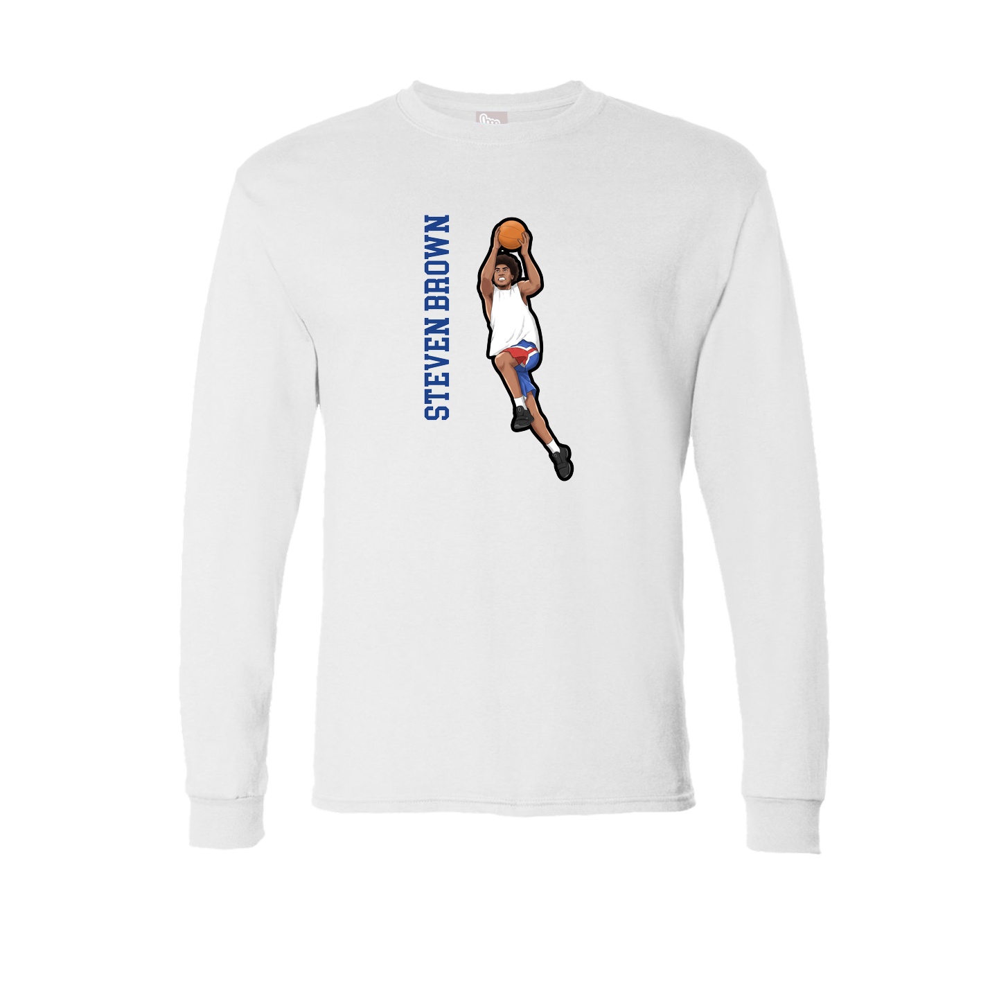 Long Sleeve Tee — Name Vertical in White