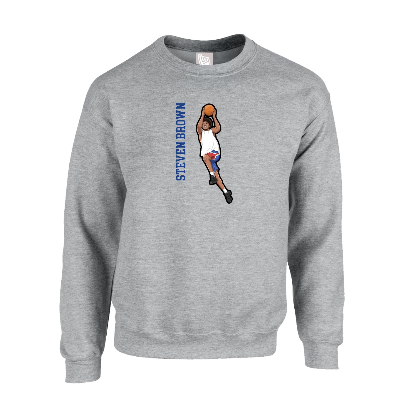 Fleece Crew — Name Vertical in Grey