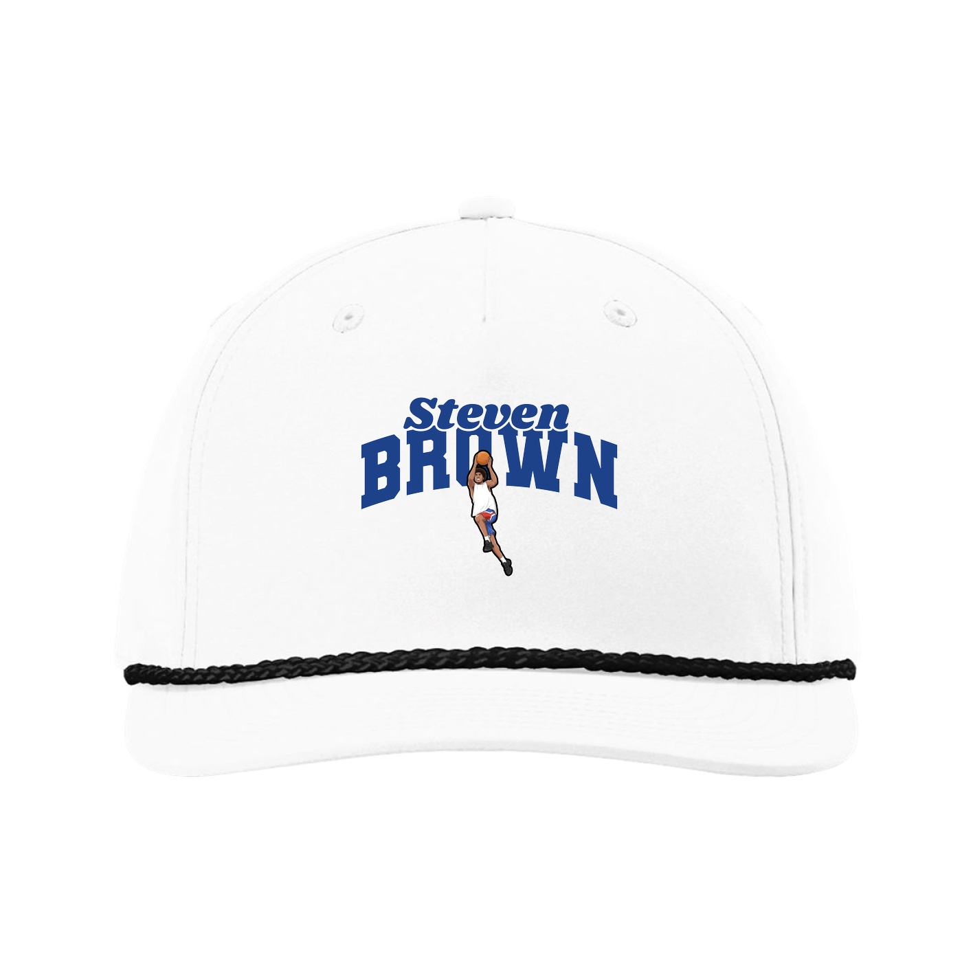 Five-Panel Classic Rope Cap — Signature Arch in White