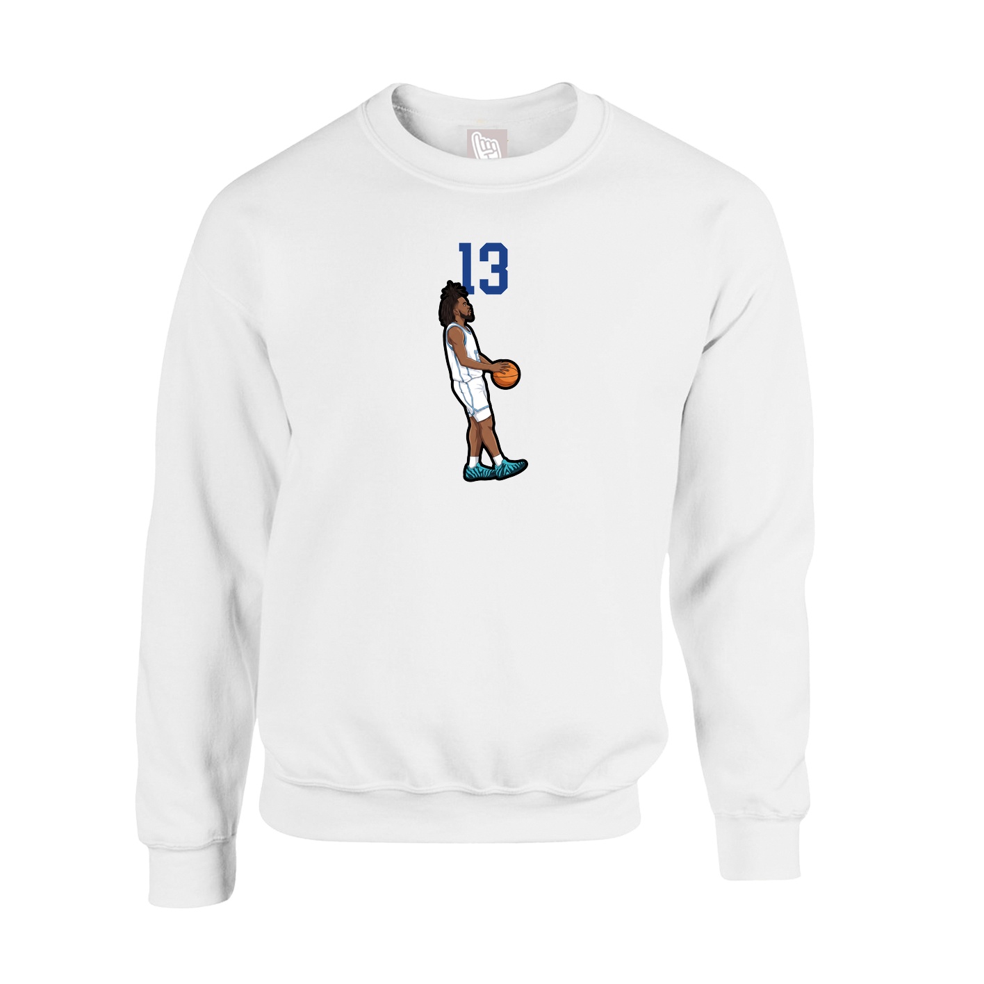 Fleece Crew — Number Top in White