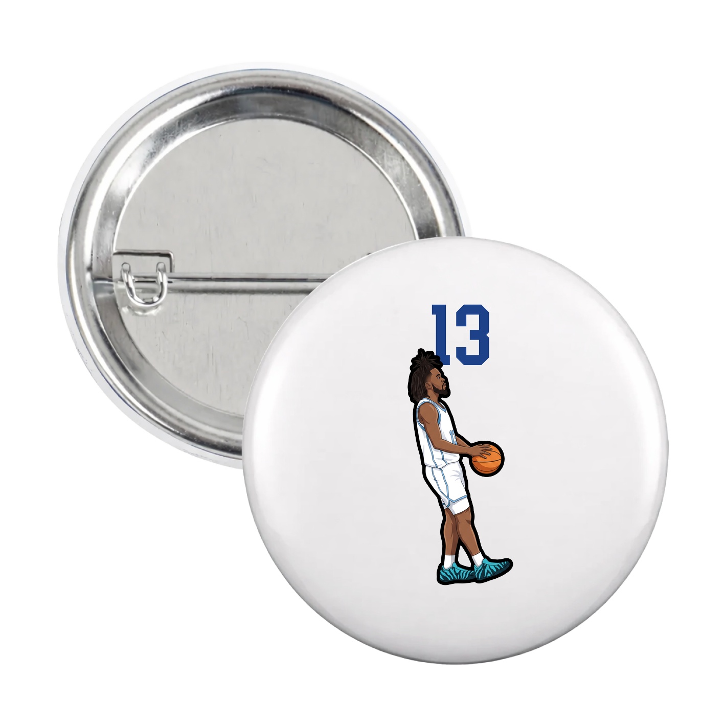 Game Day Button — Number Top in White
