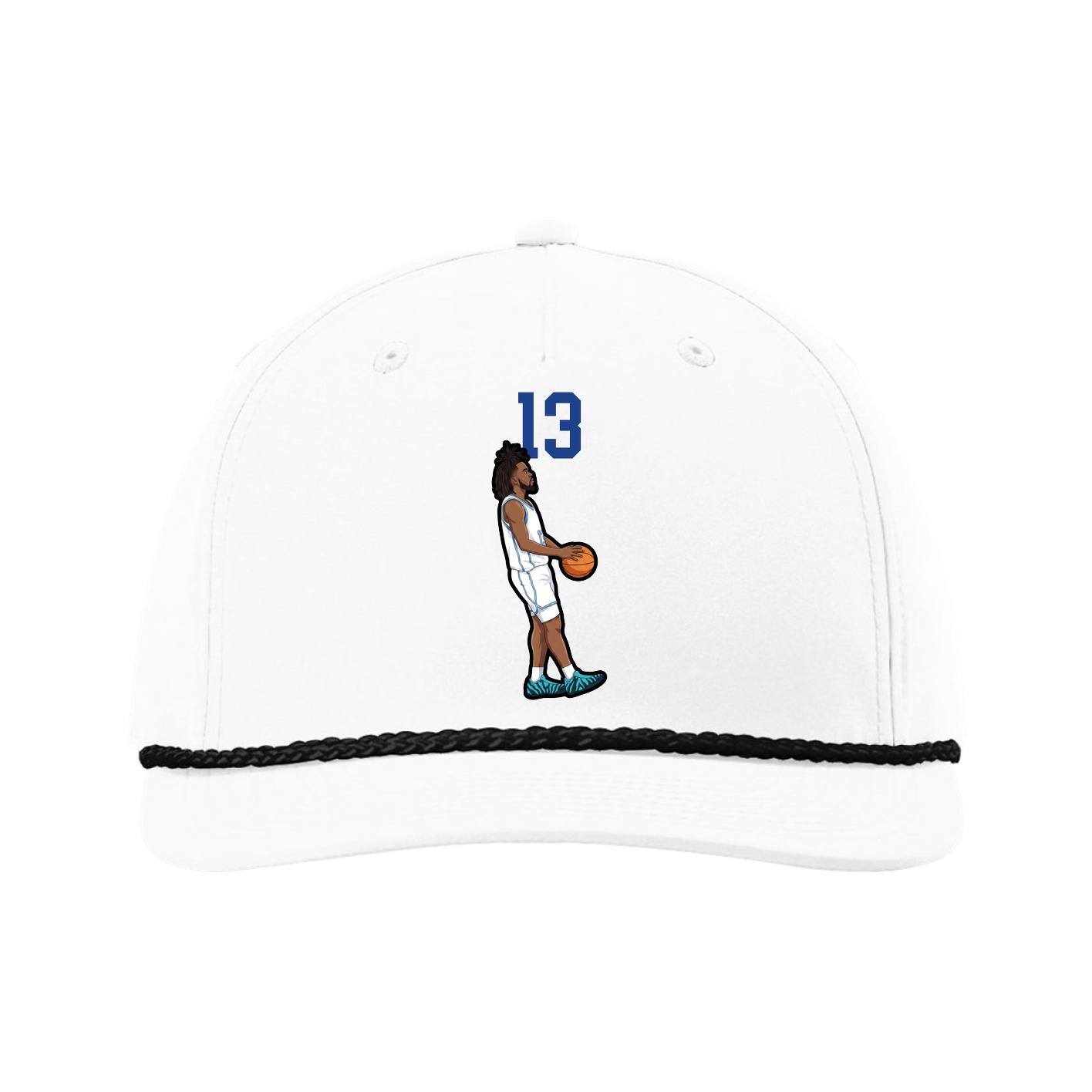 Five-Panel Classic Rope Cap — Number Top in White