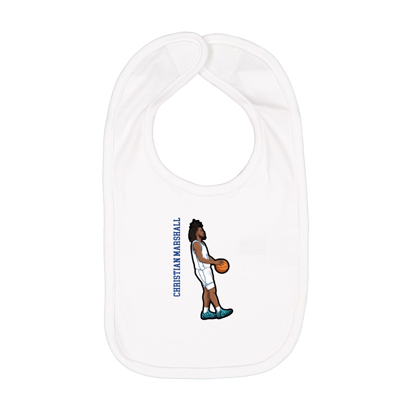 Infant Bib — Name Vertical in White