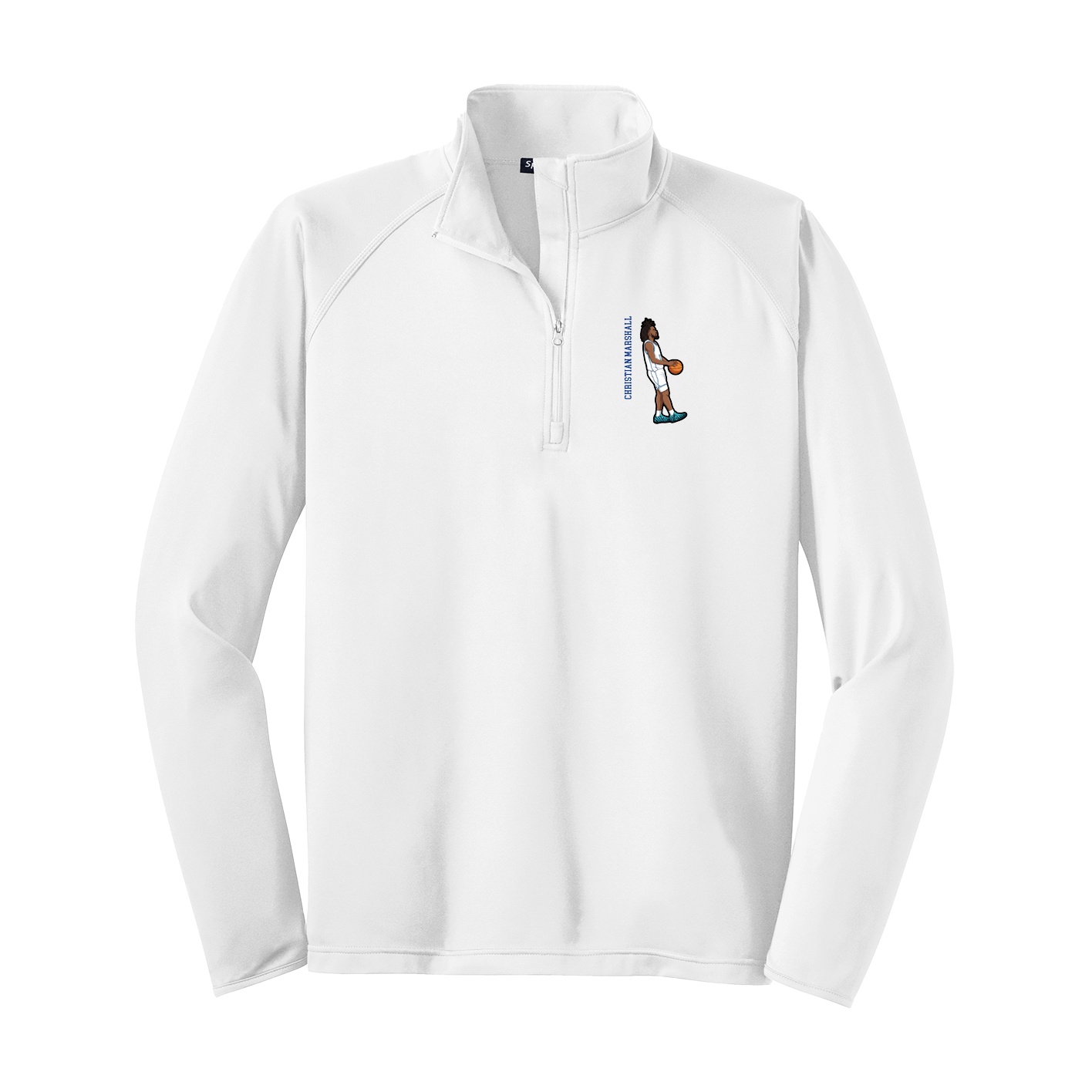 Q-Zip Pullover — Name Vertical in White