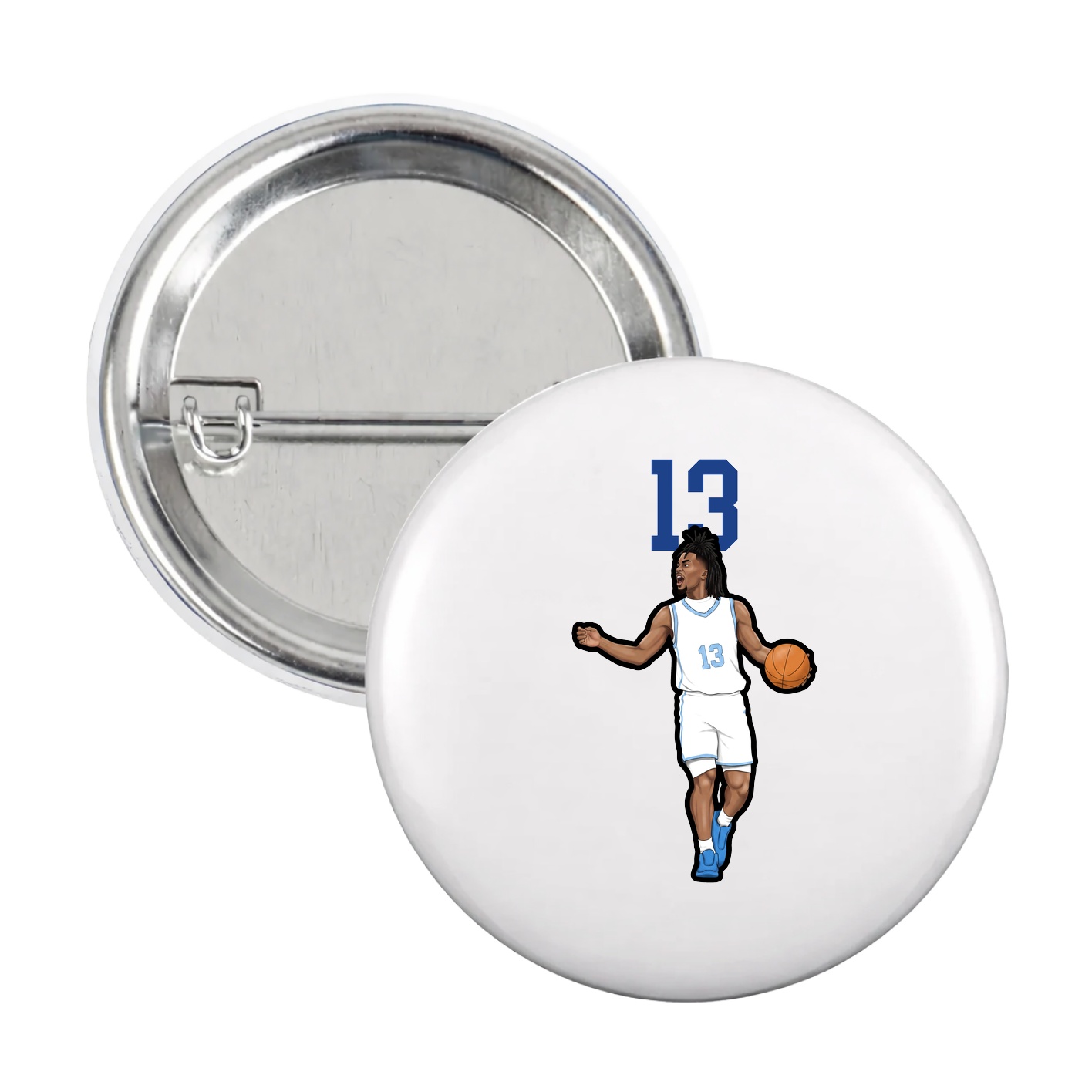 Game Day Button — Number Top in White