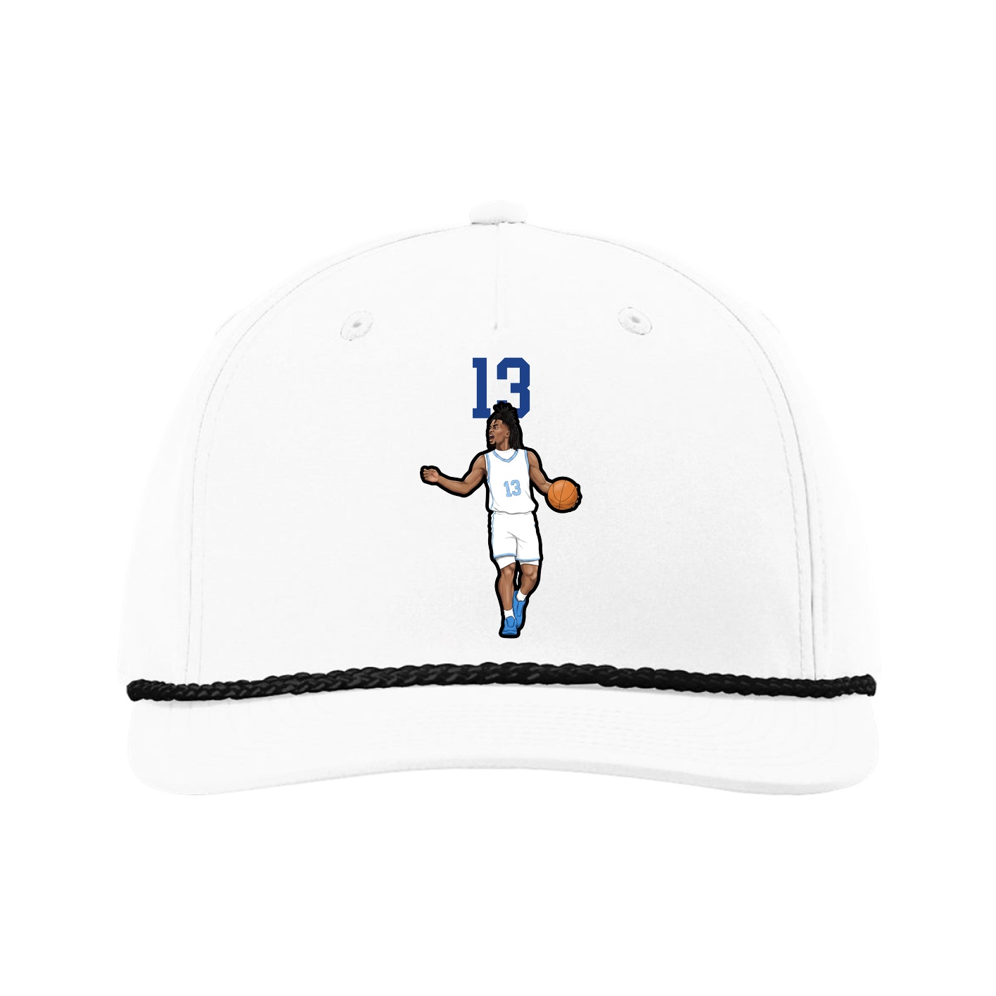 Five-Panel Classic Rope Cap — Number Top in White