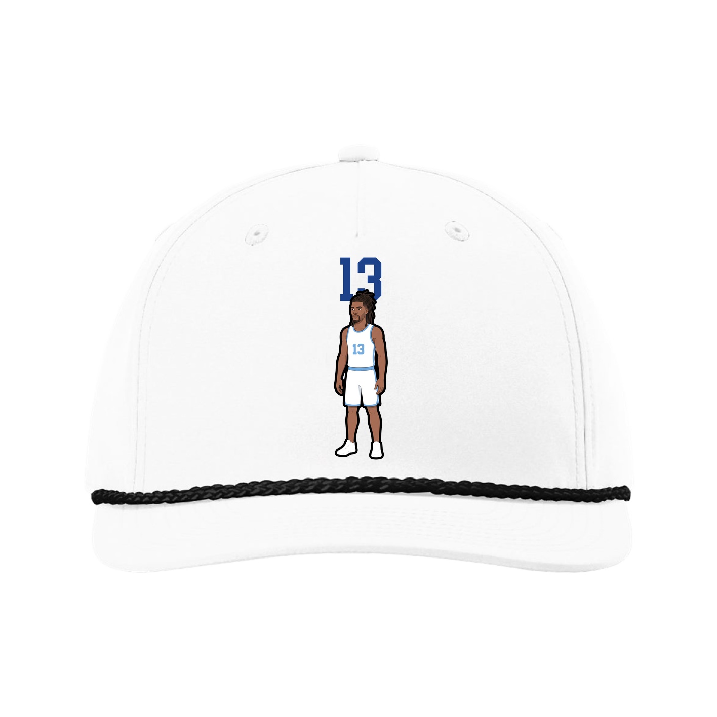 Five-Panel Classic Rope Cap — Number Top in White