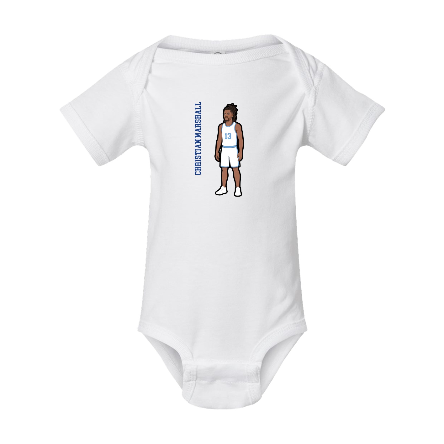 Baby Onesie — Name Vertical in White