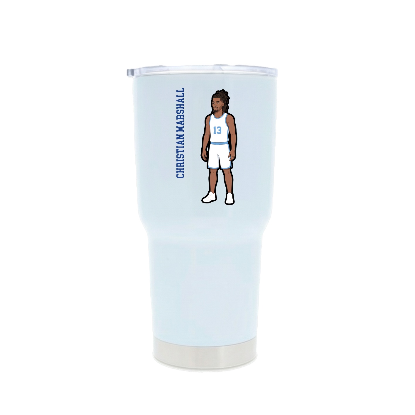 30oz Stainless Steel Tumbler — Name Vertical in White
