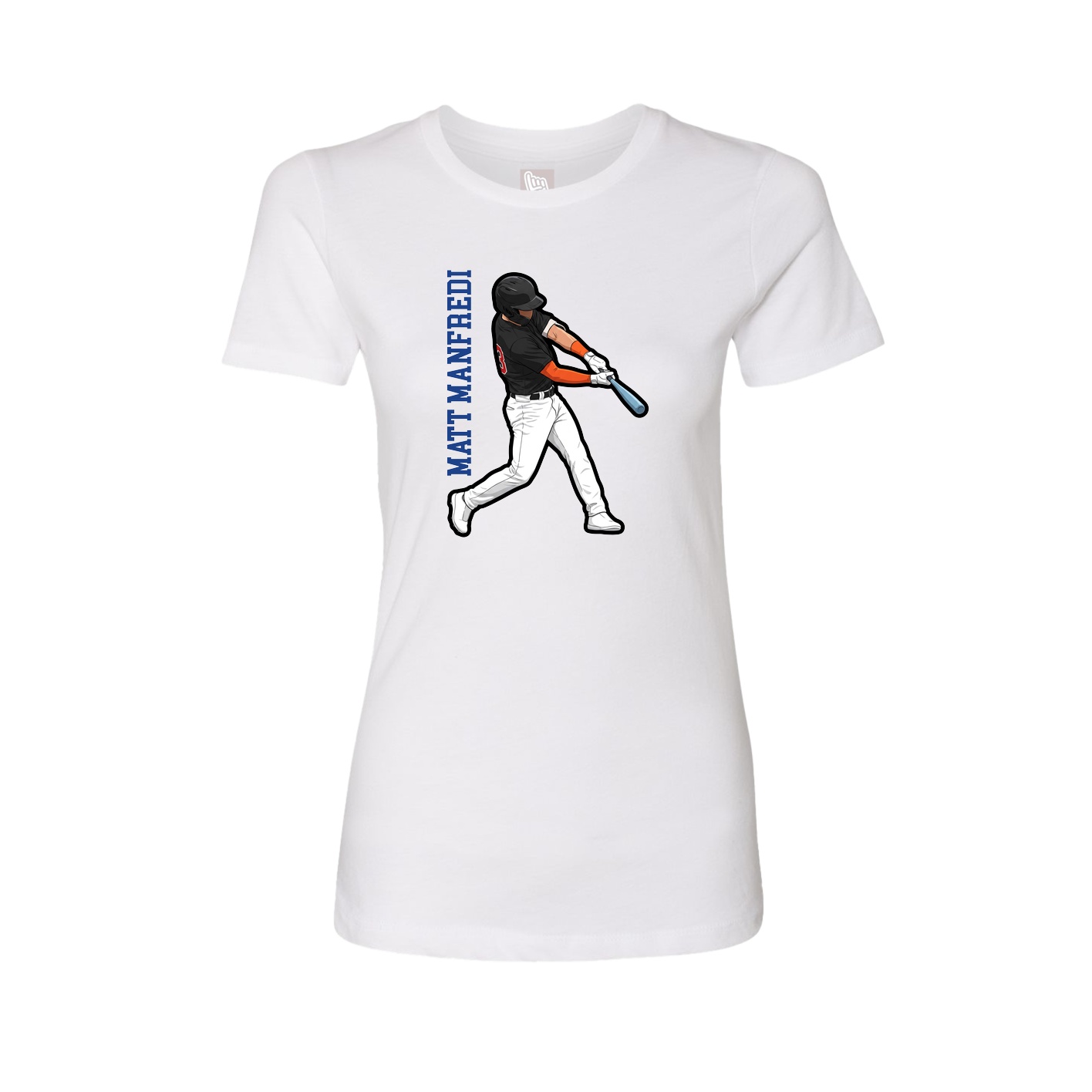 Fitted Women's Tee — Name Vertical in White