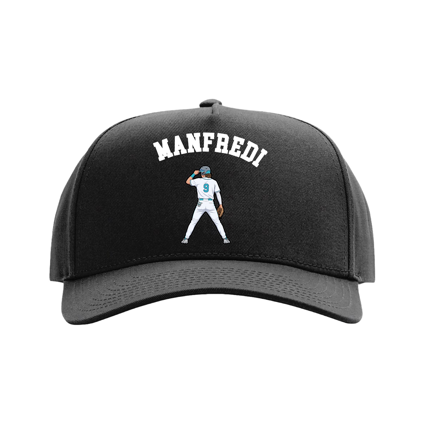 Full Fabric Five-Panel Champ Cap — Shirsey Arch in Black