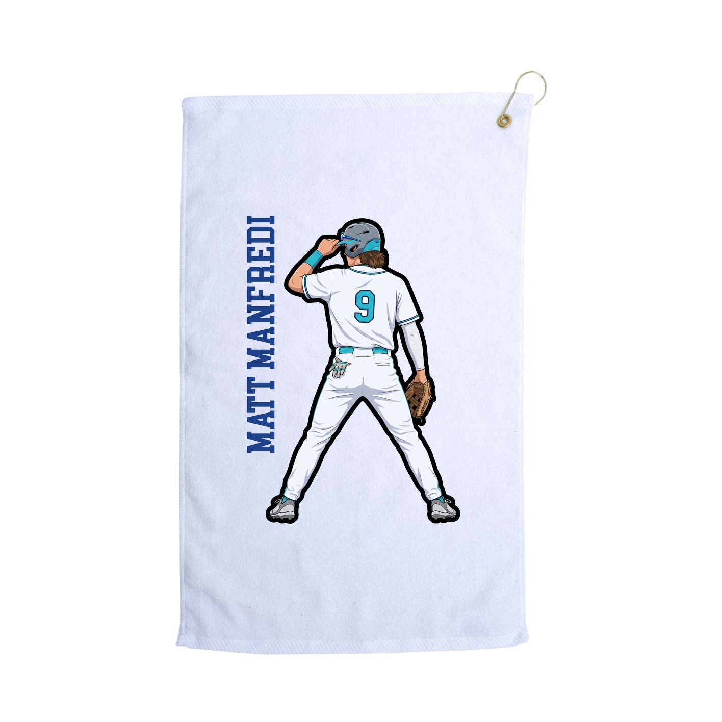 Golf Towel — Name Vertical in White
