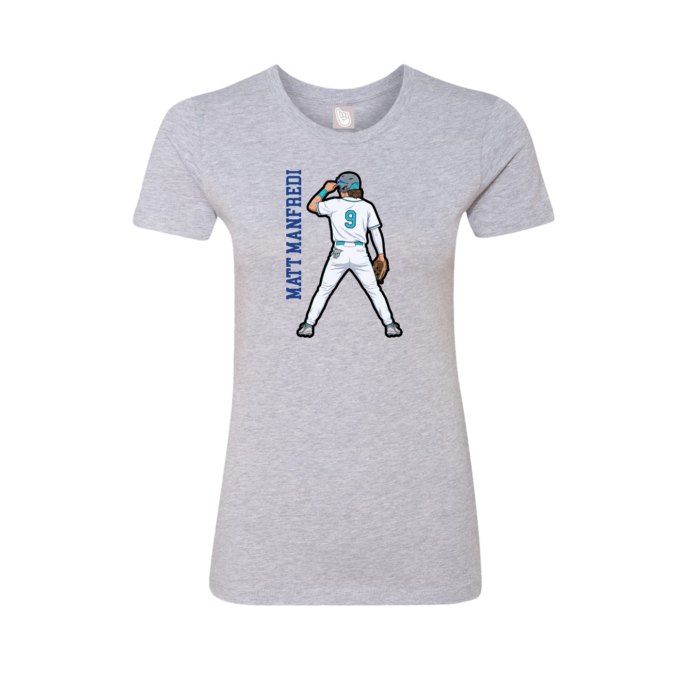 Fitted Women's Tee — Name Vertical in Grey