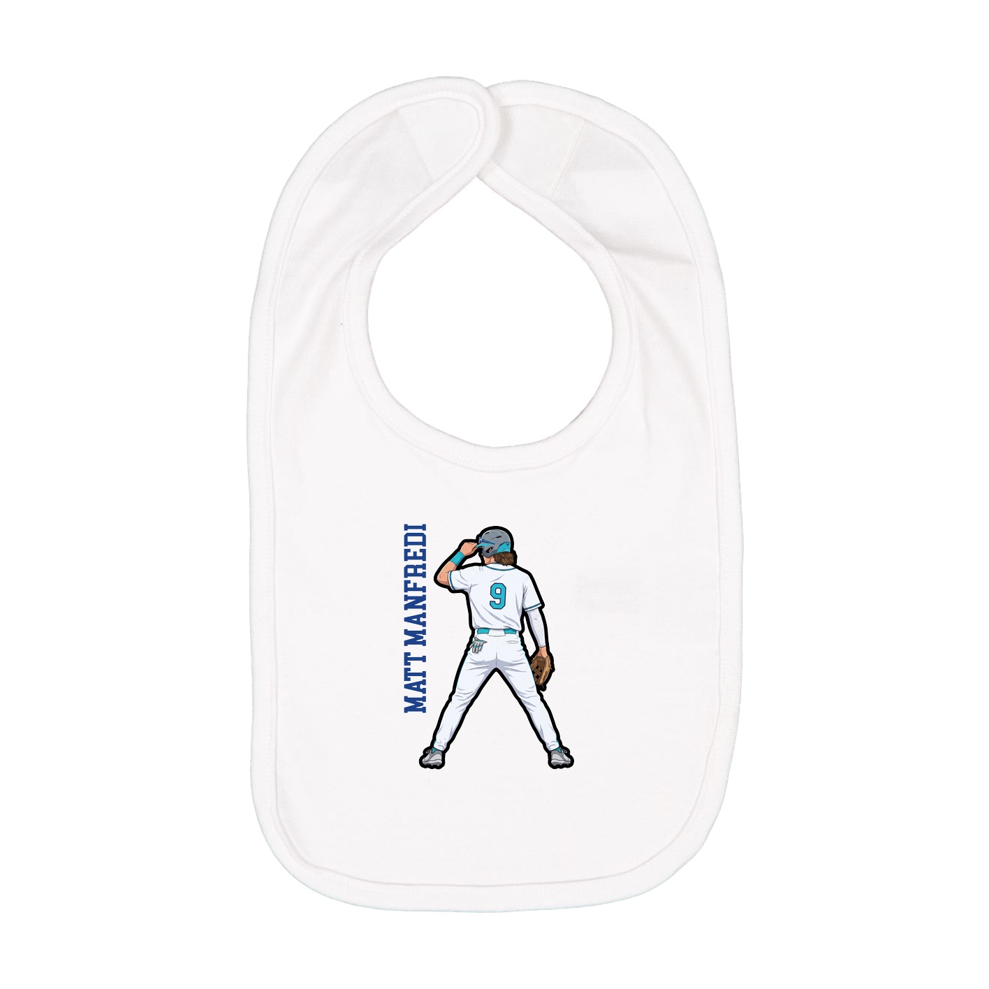 Infant Bib — Name Vertical in White