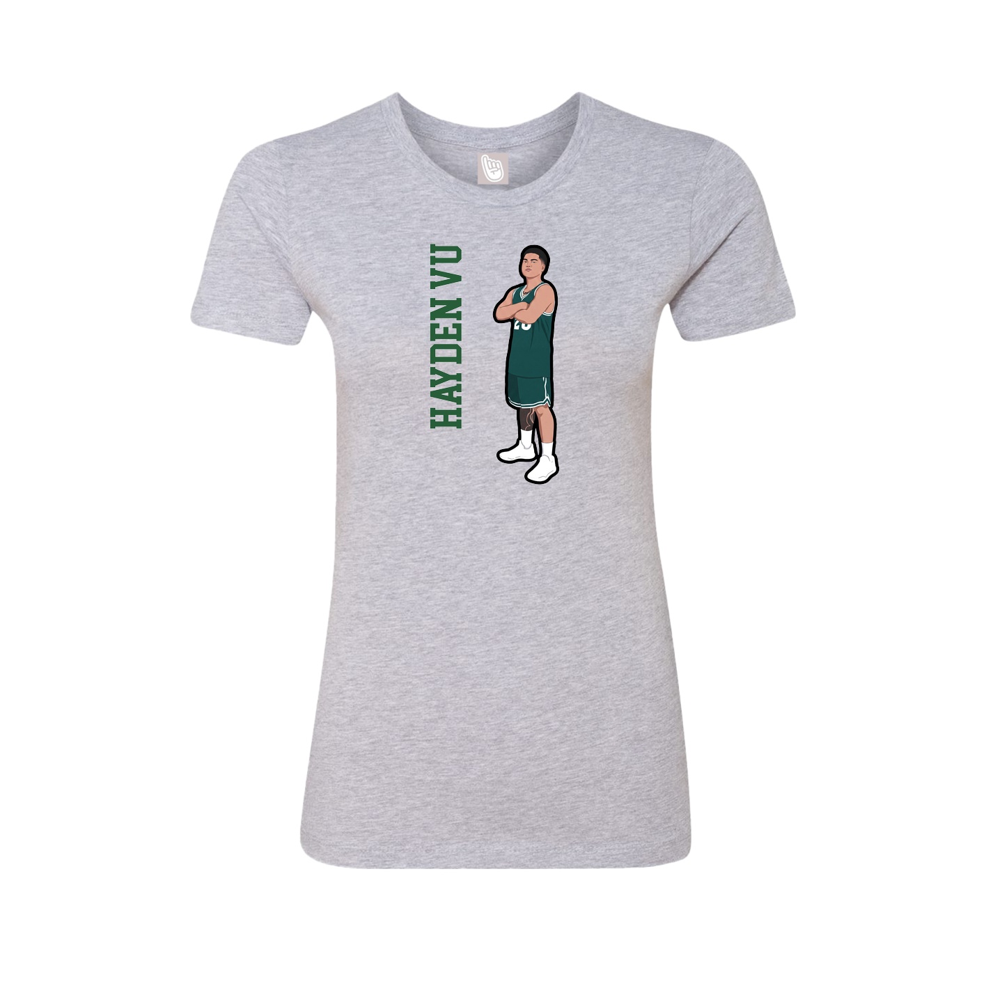Fitted Women's Tee — Name Vertical in Grey