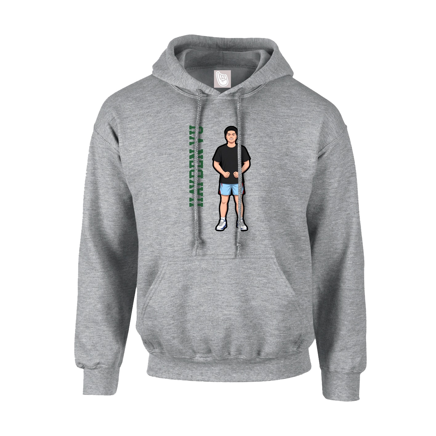 Hoodie — Name Vertical in Grey