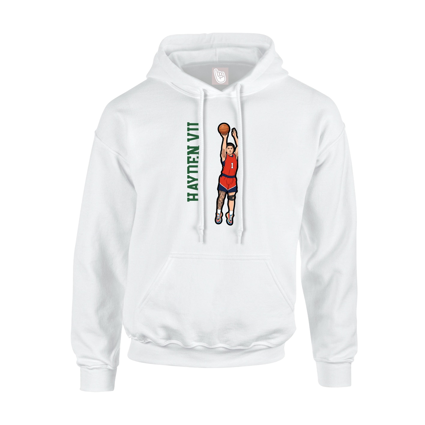 Youth Hoodie — Name Vertical in White